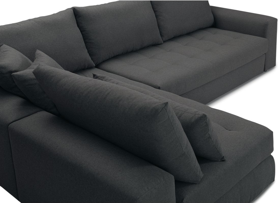 Απεικονίζει το ύφασμα του γωνιακού καναπέ Oslo Interium σε γκρι σκούρο.